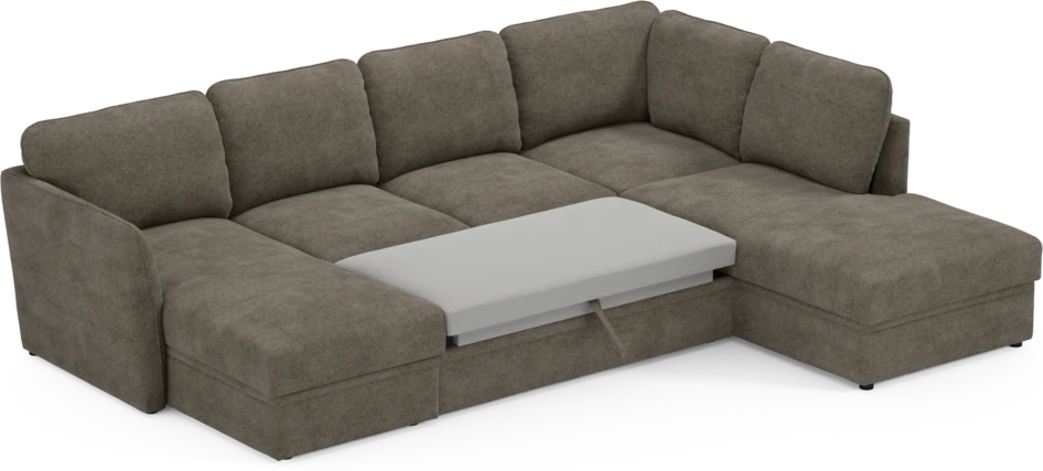 Öland - Bäddsoffa med schäslong vänster och divan höger - Brun