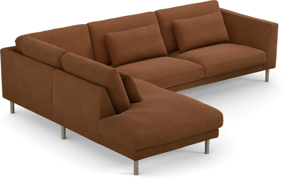 Willow - 3-sits soffa med divan vänster, fast klädsel - Orange