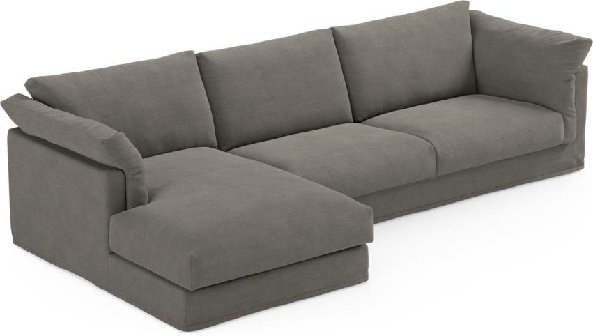 Cherrie Klädsel - 3-sits soffa med schäslong vänster - Grå