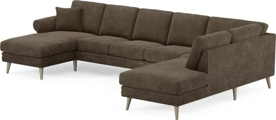 Eden - 3-sits soffa med schäslong vänster och divan höger - Brun