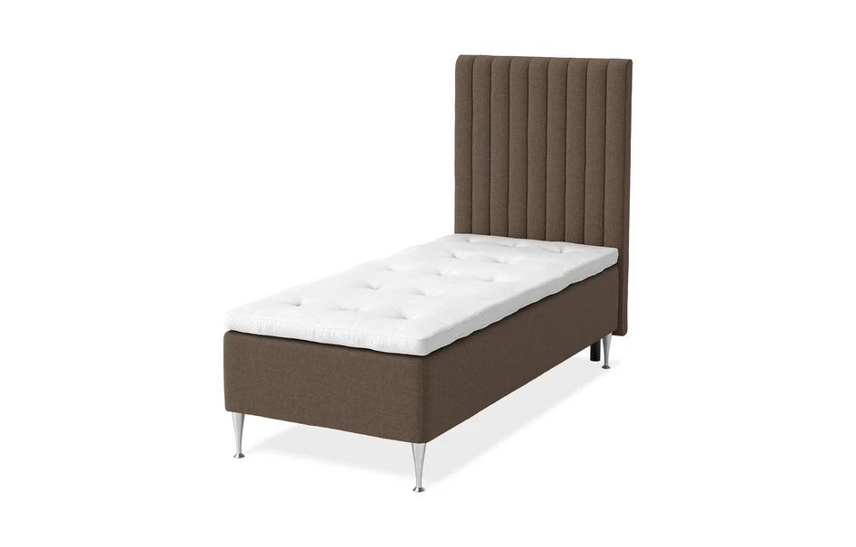 Dream Delux - Ramsäng, enkelsäng med bäddmadrass Sleep Delux vit - Brun
