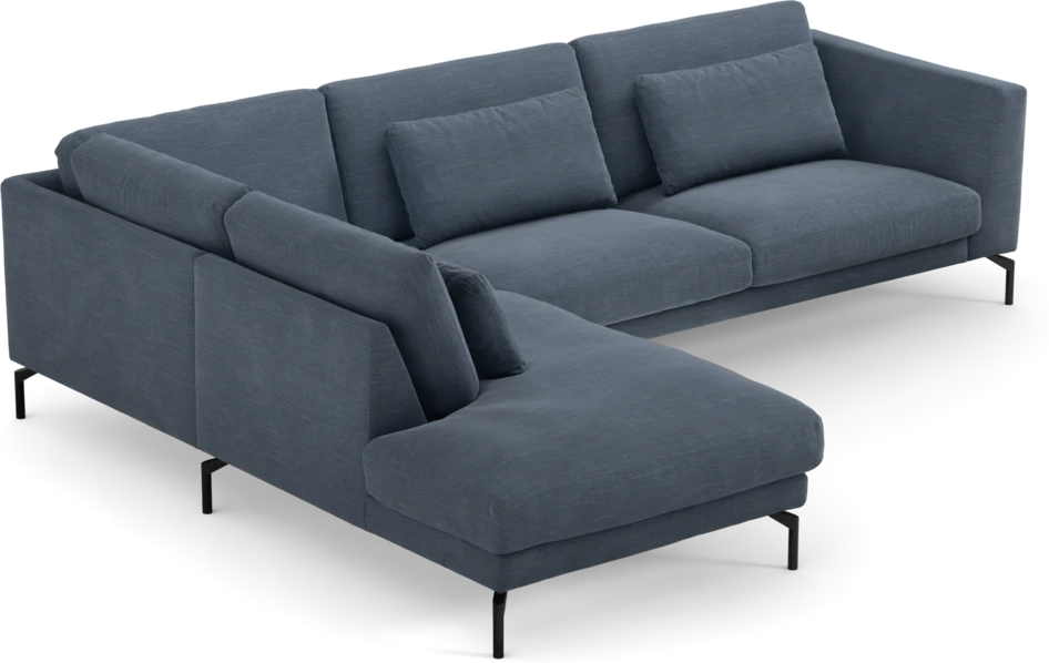 Willow - 3-sits soffa med divan vänster, fast klädsel - Blå