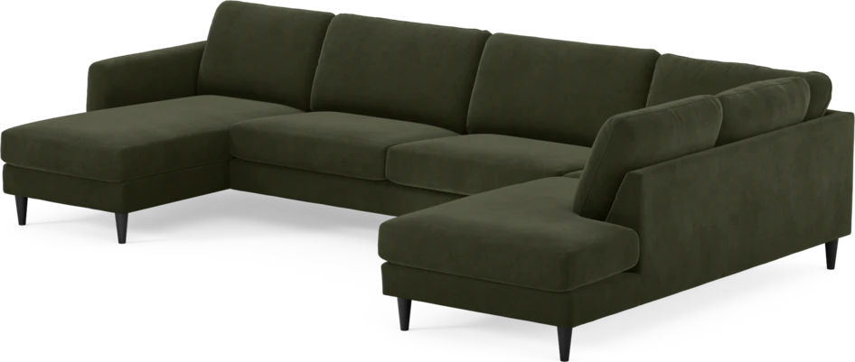 Bridge - 3-sits soffa med schäslong vänster och divan höger - Grön