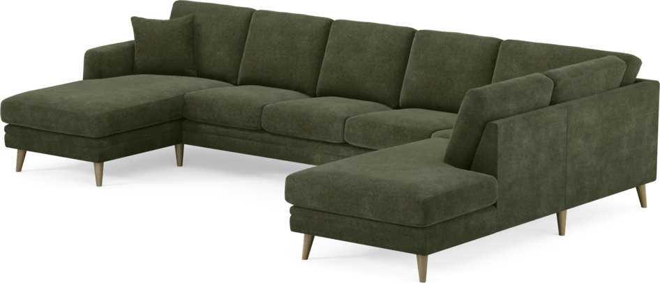 Eden - 3-sits soffa med schäslong vänster och divan höger - Grön