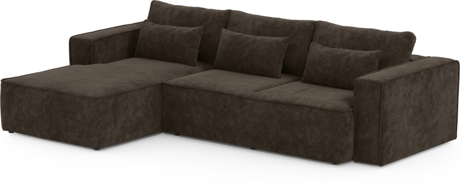 Ide - Bäddsoffa 3-sits med schäslong vänster - Brun