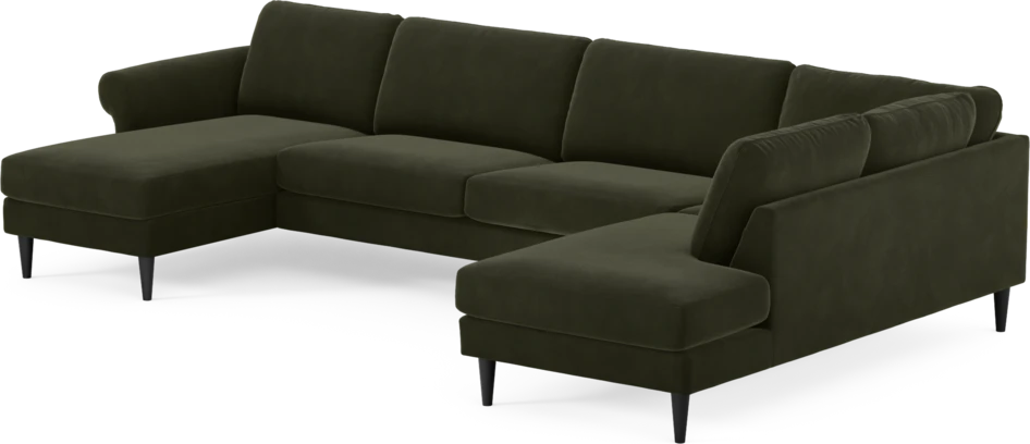 Bridge - 3-sits soffa med schäslong vänster och divan höger - Grön
