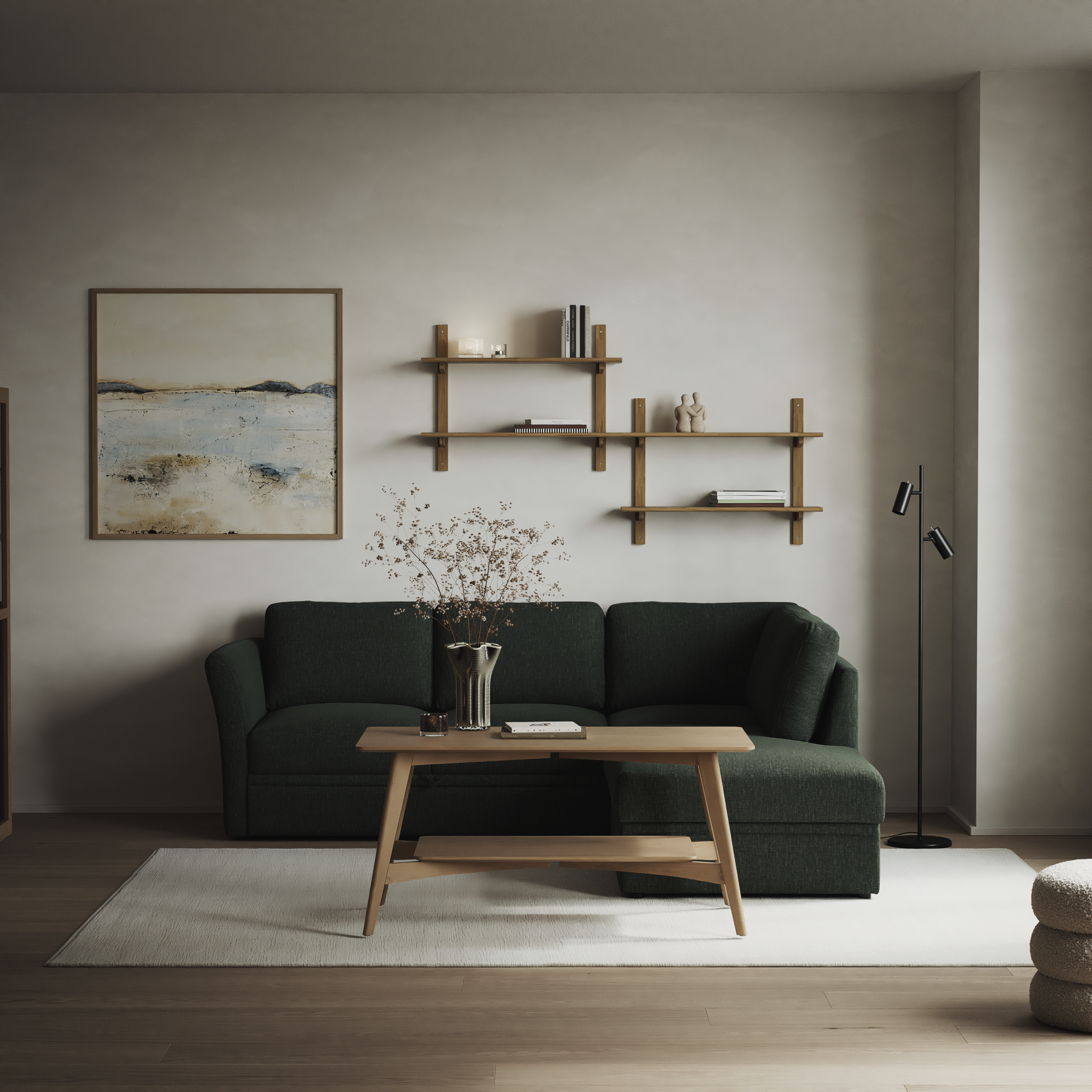 Öland, Bäddsoffa med divan höger