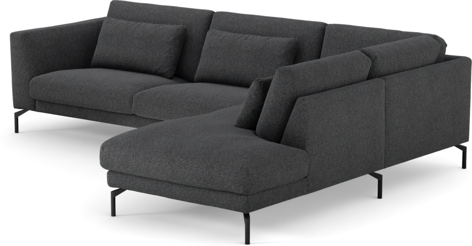 Willow - 3-sits soffa med divan höger, fast klädsel - Grå