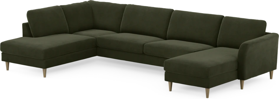 Bridge - 3-sits soffa med divan vänster och schäslong höger - Grön