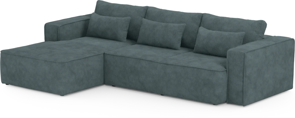 Ide - Bäddsoffa 3-sits med schäslong vänster - Blå