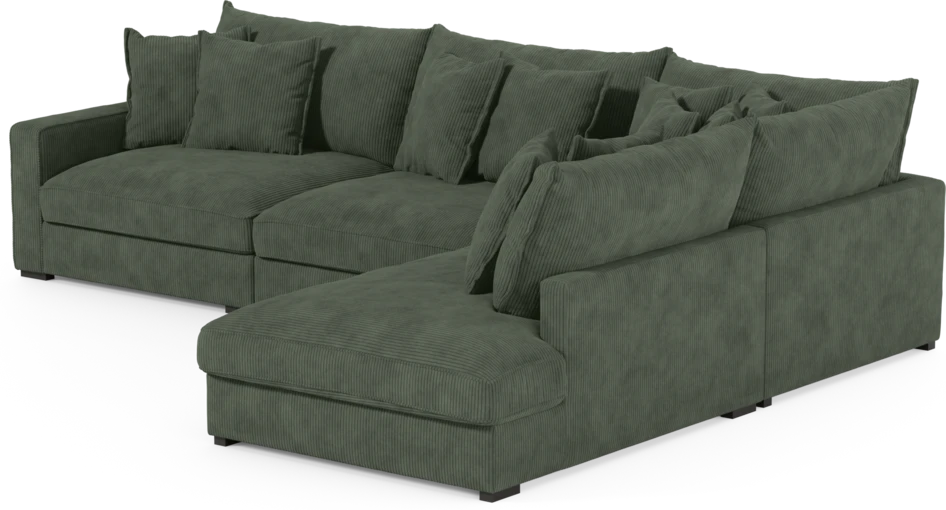Rossi - 3-sits soffa med divan höger - Grön