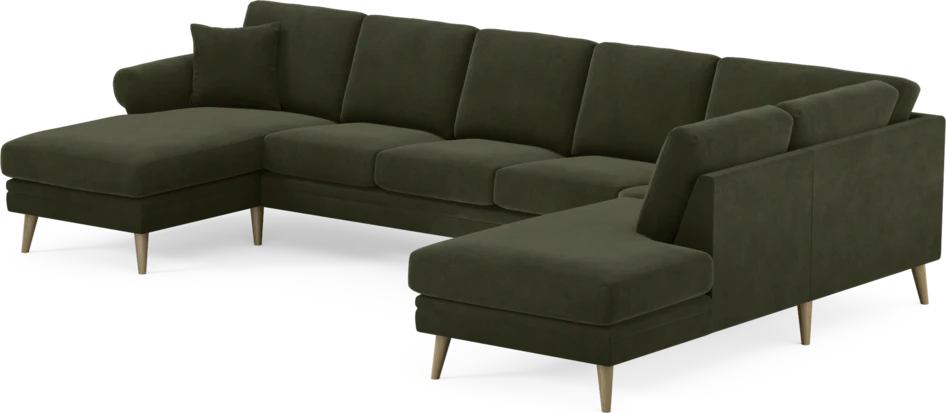 Eden - 3-sits soffa med schäslong vänster och divan höger - Grön