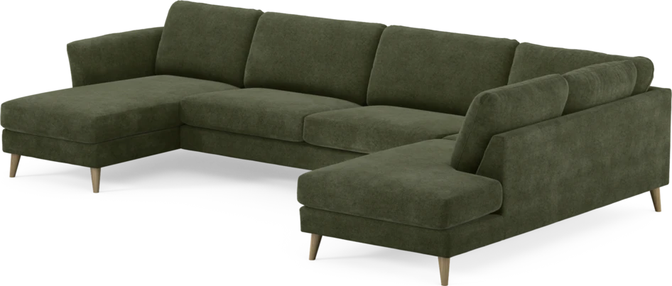 Bridge - 3-sits soffa med schäslong vänster och divan höger - Grön