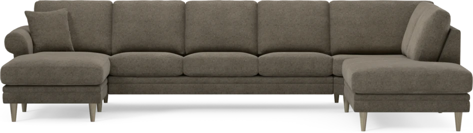 Eden - 3-sits soffa med schäslong vänster och divan höger - Brun