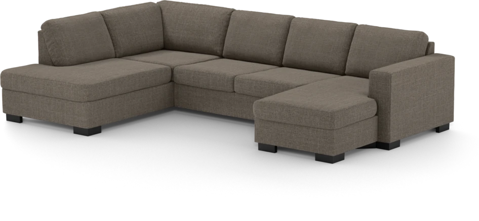 Nevada - 3-sits soffa med divan vänster och schäslong höger - Brun