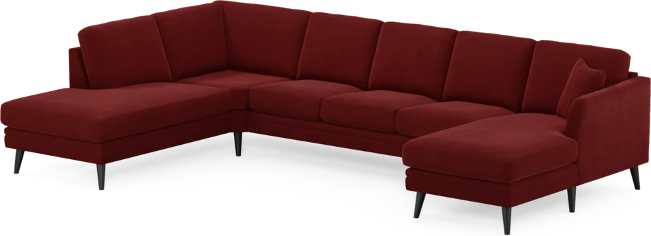 Eden - 3-sits soffa med divan vänster och schäslong höger - Röd