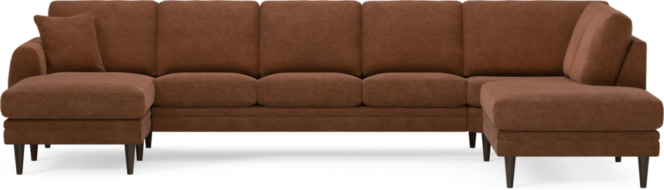 Eden - 3-sits soffa med schäslong vänster och divan höger - Orange