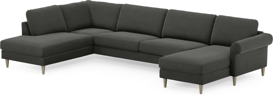 Bridge - 3-sits soffa med divan vänster och schäslong höger - Grå