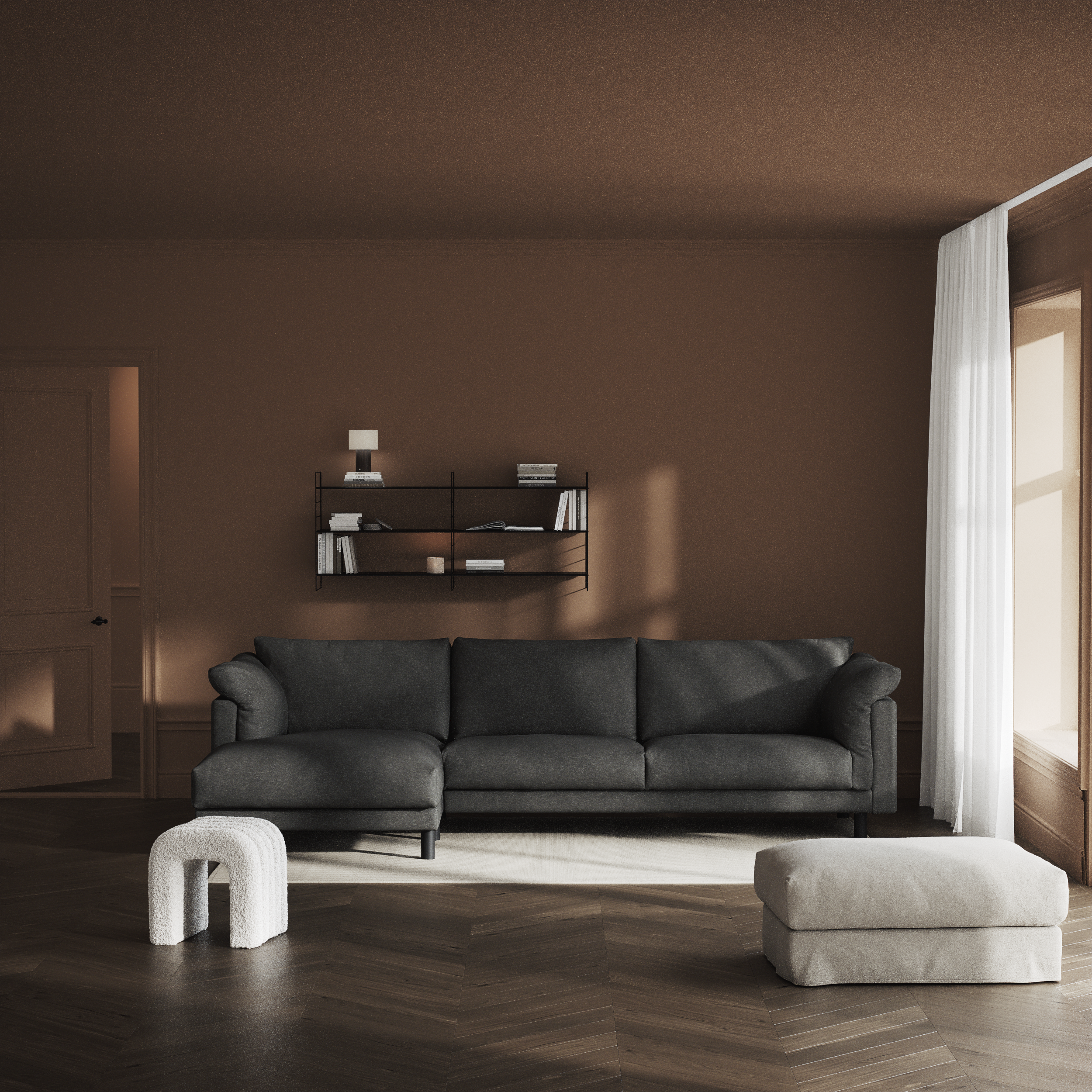 Cherrie - 3-sits soffa med schäslong vänster, fast klädsel - inspiration