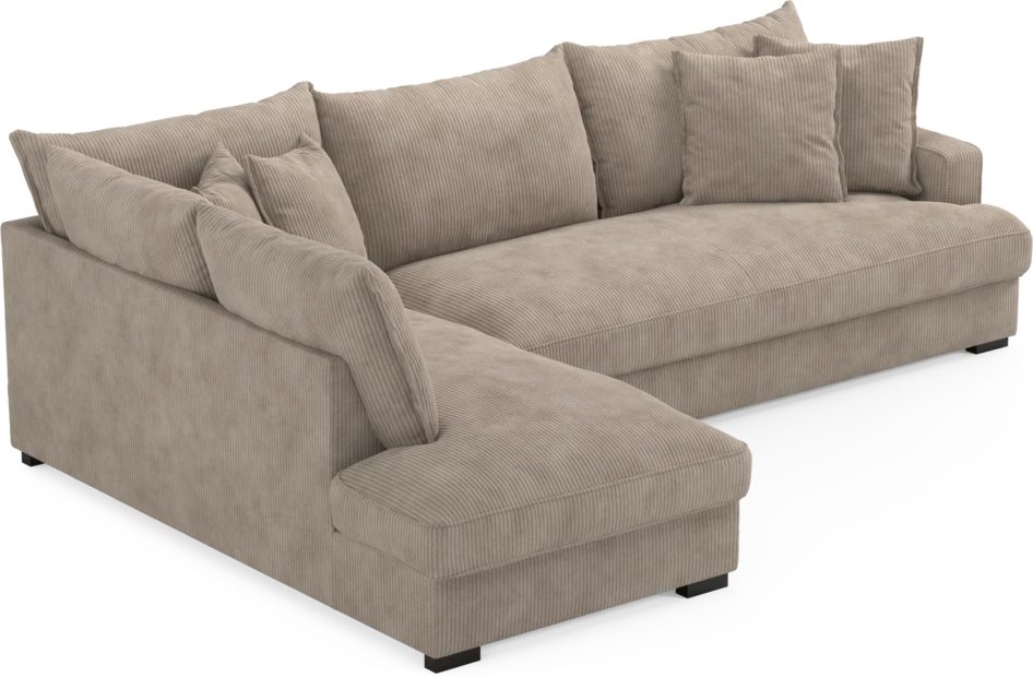 Mila - 3-sits soffa med divan vänster, hel dyna - Beige
