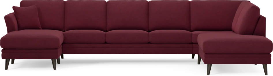 Eden - 3-sits soffa med schäslong vänster och divan höger - Röd
