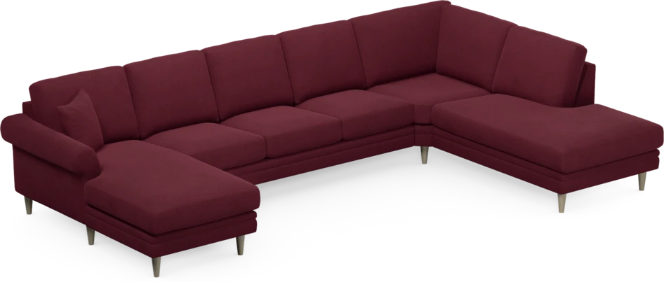 Eden - 3-sits soffa med schäslong vänster och divan höger - Röd