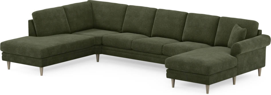 Eden - 3-sits soffa med divan vänster och schäslong höger - Grön