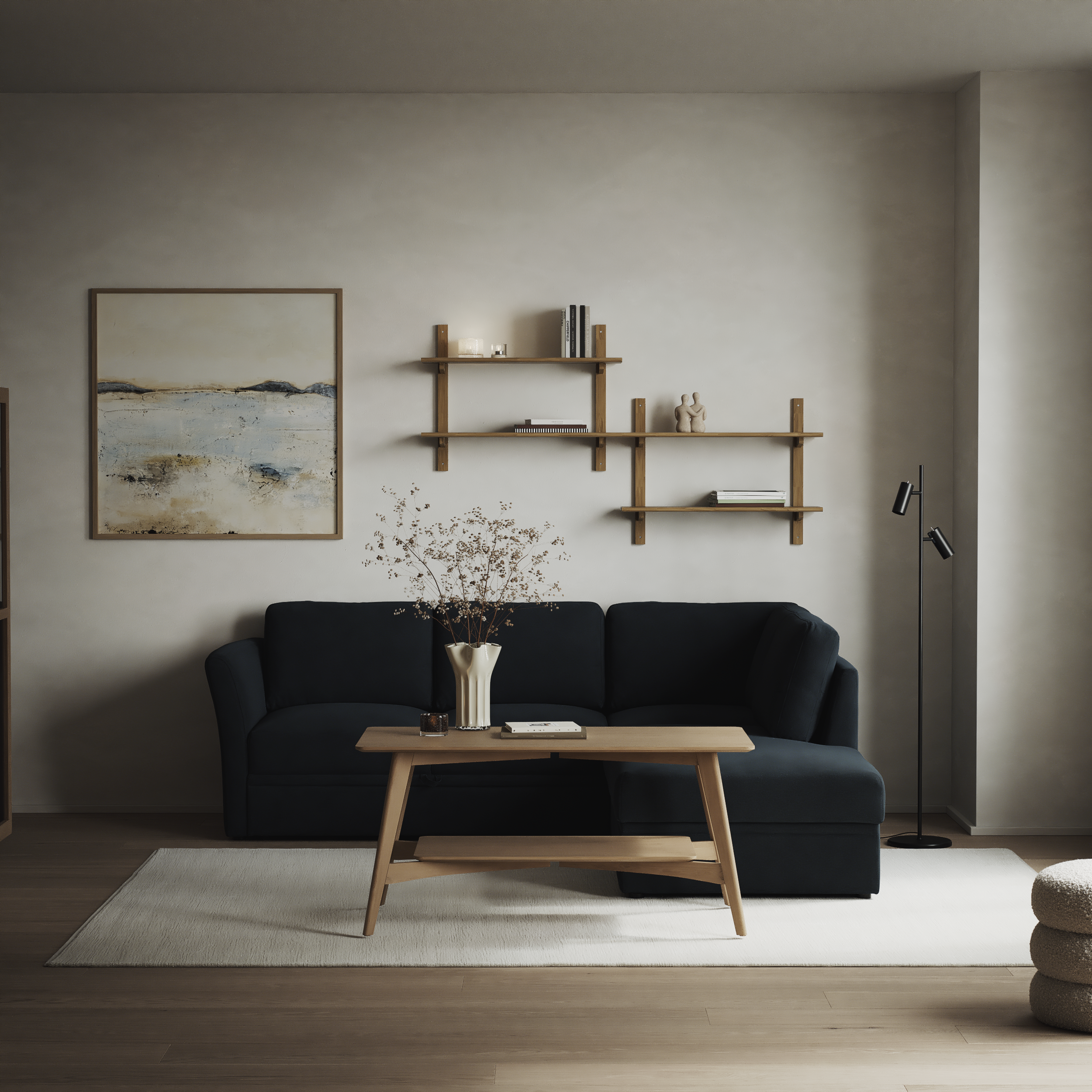 Öland, Bäddsoffa med divan höger