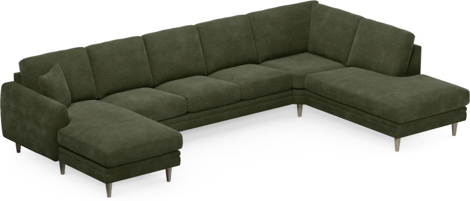 Eden - 3-sits soffa med schäslong vänster och divan höger - Grön