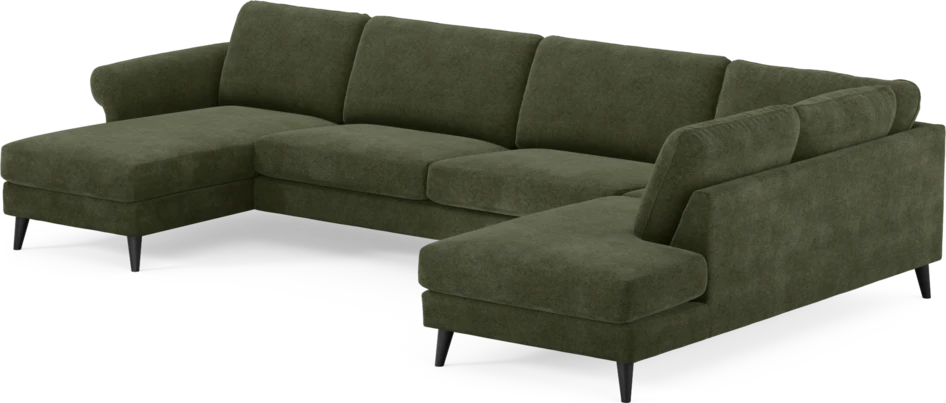 Bridge - 3-sits soffa med schäslong vänster och divan höger - Grön