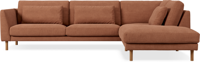 Willow - 3-sits soffa med divan höger, fast klädsel - Röd