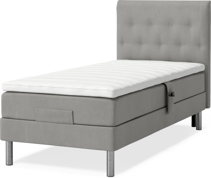 Roma Family, Ställbar säng, enkelsäng med bäddmadrass och sänggavel låg pikerad, B 90-120