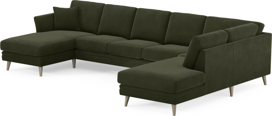 Eden - 3-sits soffa med schäslong vänster och divan höger - Grön