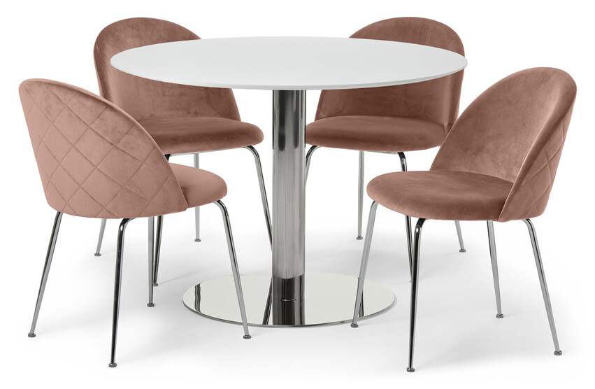 Plaine - Matgrupp med 4 stolar Kiwi - Rosa
