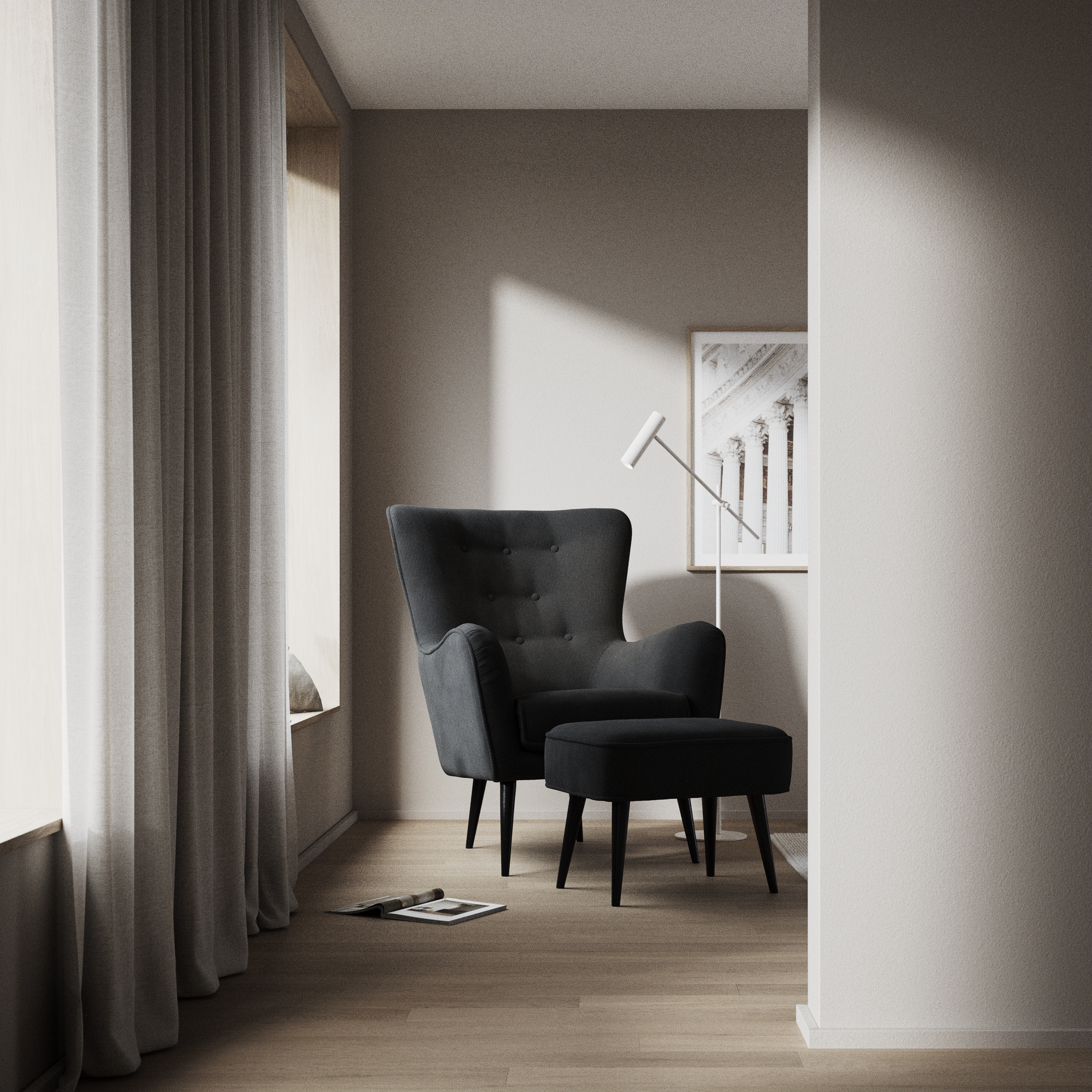 Cordelia, Fåtölj med fotpall