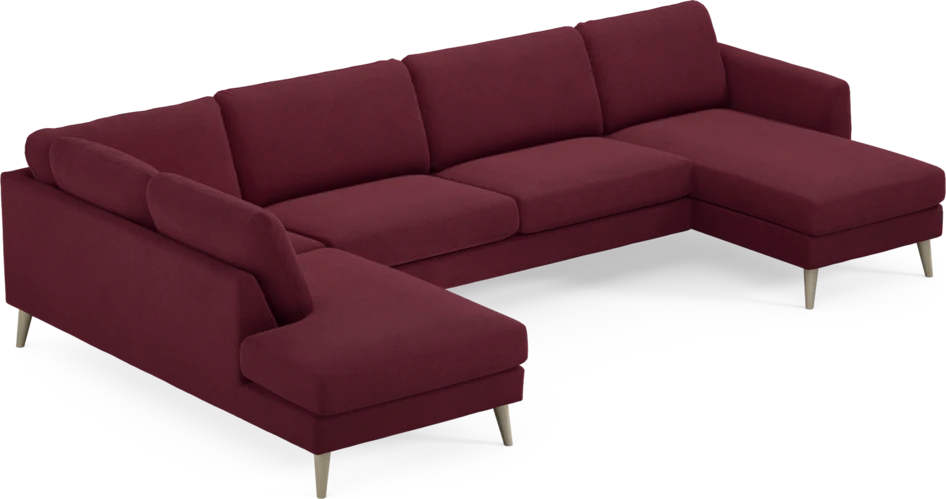 Bridge - 3-sits soffa med divan vänster och schäslong höger - Röd