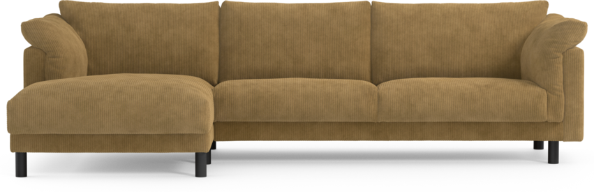 Cherrie - 3-sits soffa med schäslong vänster, fast klädsel - Gul