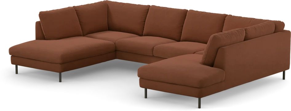 Madison Lux - 2-sits soffa med divan vänster och höger - Röd