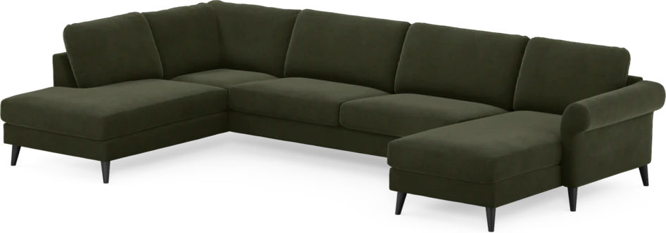 Bridge - 3-sits soffa med divan vänster och schäslong höger - Grön