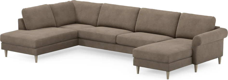 Bridge - 3-sits soffa med divan vänster och schäslong höger - Brun