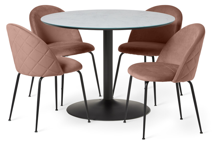 Remo - Matgrupp med 4 stolar Kiwi - Rosa