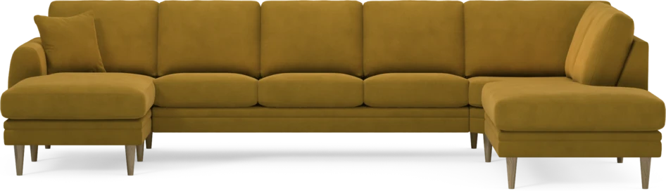 Eden - 3-sits soffa med schäslong vänster och divan höger - Gul