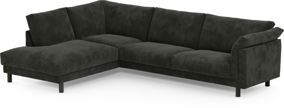 Cherrie - 3-sits soffa med divan vänster, fast klädsel - Svart