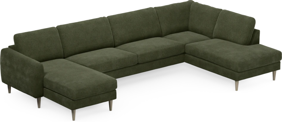 Bridge - 3-sits soffa med schäslong vänster och divan höger - Grön