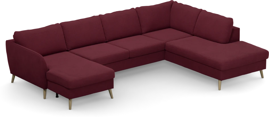 County - 3-sits soffa med schäslong vänster och divan höger - Röd