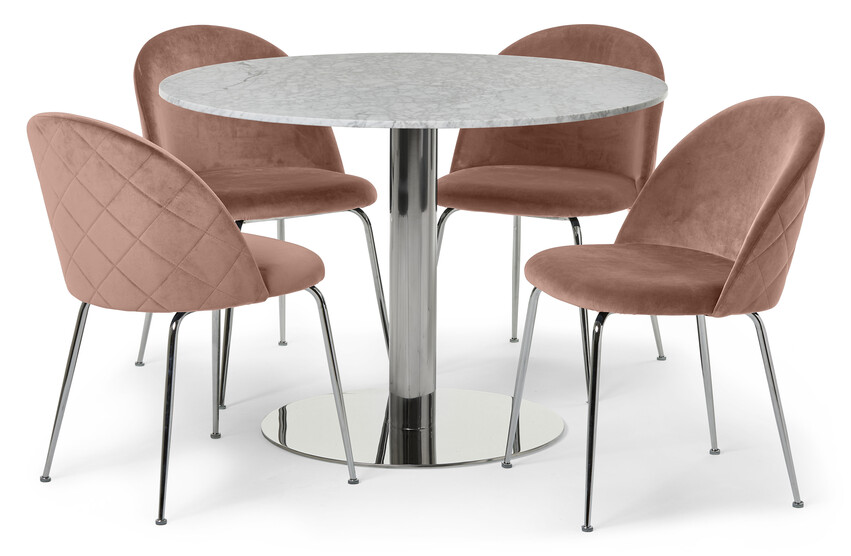 Tiffany - Matgrupp med 4 stolar Kiwi - Rosa