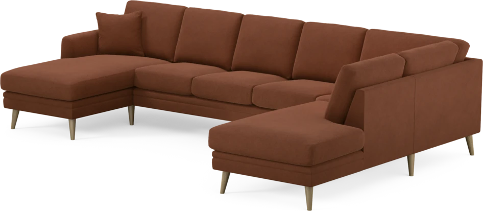 Eden - 3-sits soffa med schäslong vänster och divan höger - Orange