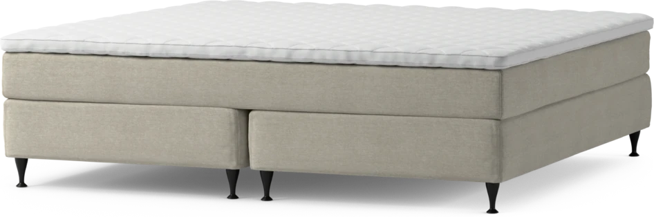 Delux Sense - Kontinentalsäng, dubbelsäng med bäddmadrass och sängben - Beige