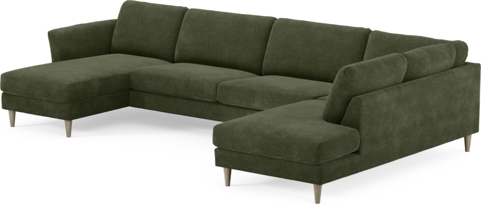 Bridge - 3-sits soffa med schäslong vänster och divan höger - Grön