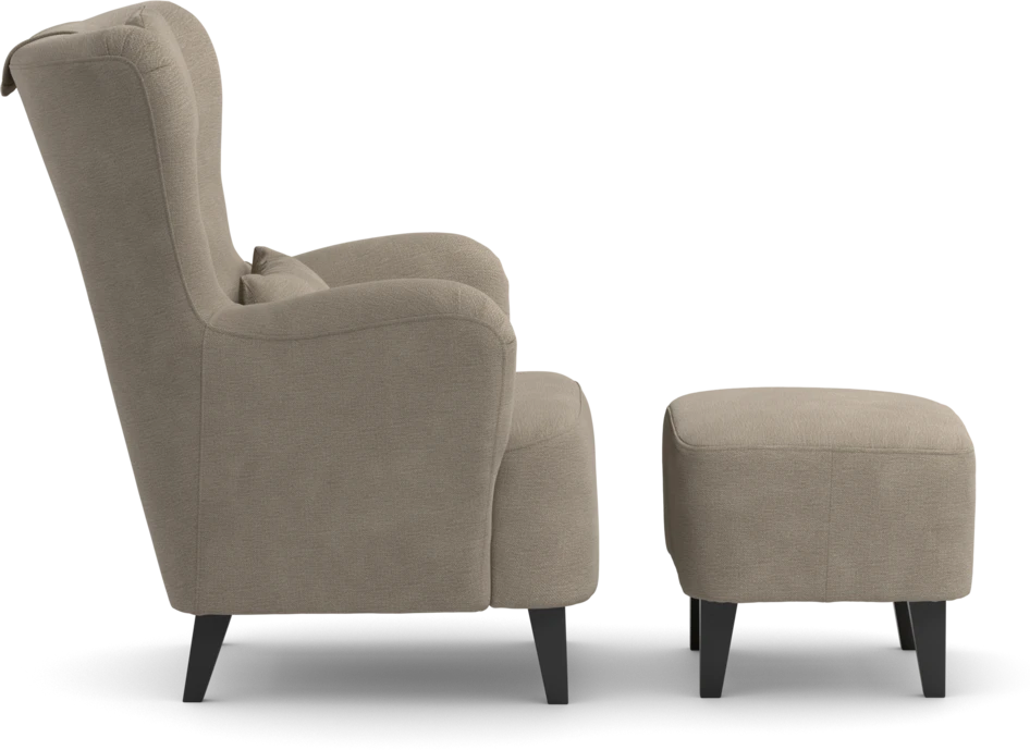 Elin - Fåtölj med fotpall - Beige